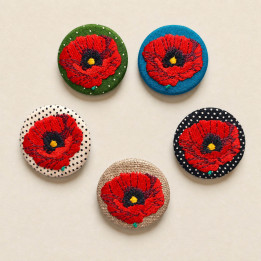 Badges Brodés Coquelicot Artisanaux