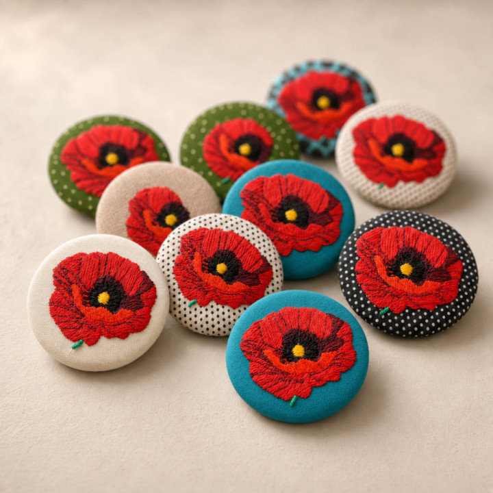 Badges Brodés Coquelicot Artisanaux