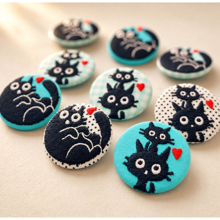 Badges Brodés Chat Artisanaux