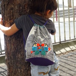 Sac à dos sac à goûter artisanal crèche maternelle enfant décoration tissu made in France broderie école child backpack