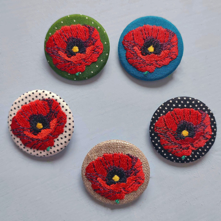 Badges Brodés Coquelicot Artisanaux